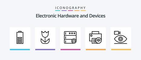 paquete de iconos de la línea 5 de dispositivos, incluidos los entrantes. canciones llamada. canción. medios de comunicación. diseño de iconos creativos vector