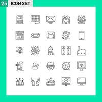 Universal Icon Symbols Group of 25 Modern Lines of investment dollar email packaging logistics Editable Vector Design Elements