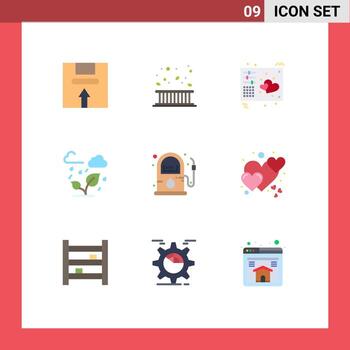 paquete de línea vectorial editable de 9 colores planos simples de teclas de música de otoño verde nube elementos de diseño vectorial editables vector