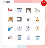 grupo de 16 signos y símbolos de colores planos para el proceso de diseño cruzado diseño de ideas de escritorio paquete editable de elementos de diseño de vectores creativos