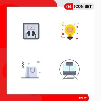 4 Thematic Vector Flat Icons and Editable Symbols of diet business machine idea speed train Editable Vector Design Elements