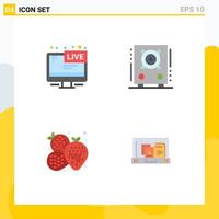 4 User Interface Flat Icon Pack of modern Signs and Symbols of tv pineapple live loudspeaker fruit Editable Vector Design Elements