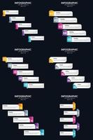 plantilla de diapositiva de presentación del paquete de infografías vectoriales 6 diagramas de ciclo de 5 pasos y líneas de tiempo vector