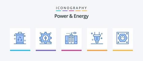 Power And Energy Blue 5 Icon Pack Including electric. switch. electricity. power. power. Creative Icons Design vector