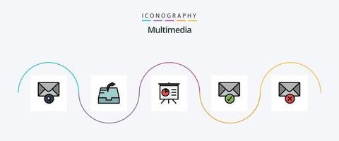 paquete de iconos de 5 planos llenos de línea multimedia que incluye . presentación. mensaje. Eliminar vector