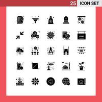 Universal Icon Symbols Group of 25 Modern Solid Glyphs of science pulley money physics cross Editable Vector Design Elements