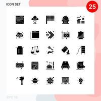 User Interface Pack of 25 Basic Solid Glyphs of money asset fathers party cake Editable Vector Design Elements