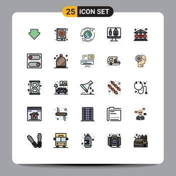 conjunto moderno de 25 colores planos de línea rellena y símbolos como gdpr herramientas de cultivo de tierra de computadora elementos de diseño vectorial editables vector