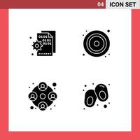 4 Solid Glyph concept for Websites Mobile and Apps browser people page disk users Editable Vector Design Elements