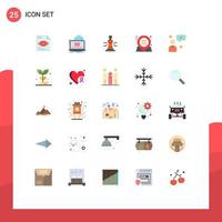 Set of 25 Vector Flat Colors on Grid for inbox communication video location king Editable Vector Design Elements