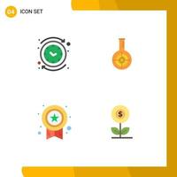 4 Creative Icons Modern Signs and Symbols of backward target reverse flask medal Editable Vector Design Elements