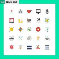 Universal Icon Symbols Group of 25 Modern Flat Colors of curtain microphone medical electronics display Editable Vector Design Elements