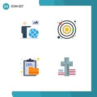 Set of 4 Commercial Flat Icons pack for man archive arrow planet document Editable Vector Design Elements