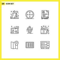 Stock Vector Icon Pack of 9 Line Signs and Symbols for help user contract chat certificate Editable Vector Design Elements