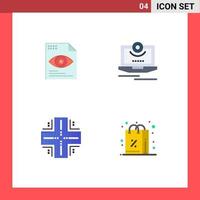 Editable Vector Line Pack of 4 Simple Flat Icons of file computing computing computer datacenter Editable Vector Design Elements