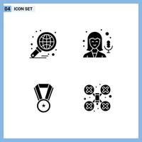 Thematic Vector Solid Glyphs and Editable Symbols of analysis education graph microphone cam Editable Vector Design Elements