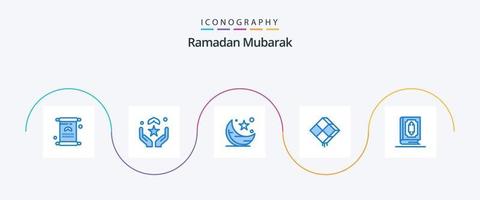 Ramadan Blue 5 Icon Pack Including hanging. decoration. hand. ramadhan. star vector