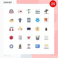 Universal Icon Symbols Group of 25 Modern Flat Colors of pulse medical midi screen control Editable Vector Design Elements