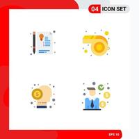 Set of 4 Commercial Flat Icons pack for certificate financier seal whistle shareholder Editable Vector Design Elements