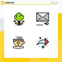 4 User Interface Filledline Flat Color Pack of modern Signs and Symbols of environment tea summer forward easter Editable Vector Design Elements