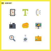 Universal Icon Symbols Group of 9 Modern Flat Colors of ad ticket answer train device Editable Vector Design Elements