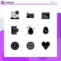 Universal Icon Symbols Group of 9 Modern Solid Glyphs of ecommerce web banking programming coding Editable Vector Design Elements