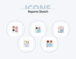 Reports Sketch Flat Icon Pack 5 Icon Design. paper. data. paper. report. document vector