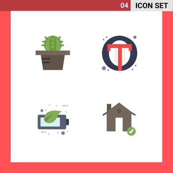 4 Flat Icon concept for Websites Mobile and Apps cactus green photo web buildings Editable Vector Design Elements