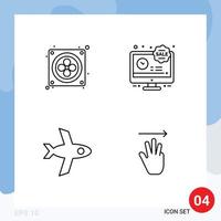 4 Thematic Vector Filledline Flat Colors and Editable Symbols of computer hand lcd discount up Editable Vector Design Elements