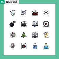 conjunto de 16 iconos de interfaz de usuario modernos símbolos signos para neumáticos de invierno flecha de expansión de emergencia elementos de diseño de vectores creativos editables