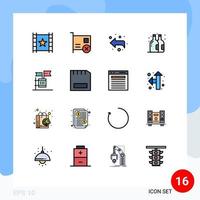 Flat Color Filled Line Pack of 16 Universal Symbols of election ballot pci summer beer Editable Creative Vector Design Elements