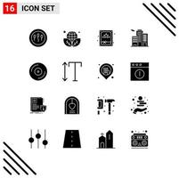 16 User Interface Solid Glyph Pack of modern Signs and Symbols of turntable dj gift devices business Editable Vector Design Elements