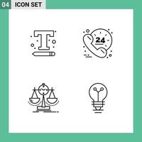 Group of 4 Filledline Flat Colors Signs and Symbols for font balanced text settings call measure Editable Vector Design Elements