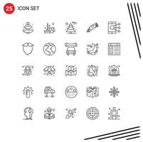 25 iconos creativos signos y símbolos modernos de conexión espacial barrido meteorito asteroide elementos de diseño vectorial editables vector