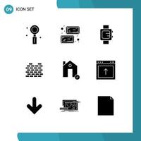 Modern Set of 9 Solid Glyphs and symbols such as check security saint real estate construction Editable Vector Design Elements