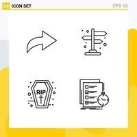 Set of 4 Modern UI Icons Symbols Signs for arrow todo direction halloween list Editable Vector Design Elements