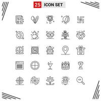 25 Universal Line Signs Symbols of religion indian mark church education Editable Vector Design Elements