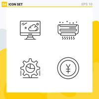 Set of 4 Commercial Filledline Flat Colors pack for cloud pie graph ac summer statistics Editable Vector Design Elements