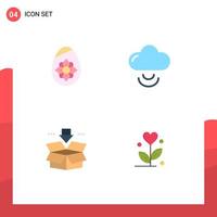 Set of 4 Vector Flat Icons on Grid for decoration download egg wifi love Editable Vector Design Elements