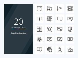 20 Basic Outline icon for presentation vector