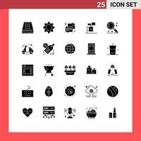 Modern Set of 25 Solid Glyphs and symbols such as magnifier junk chat garbage boycott Editable Vector Design Elements