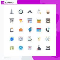 Modern Set of 25 Flat Colors and symbols such as cake tasks moustache clipboard men Editable Vector Design Elements