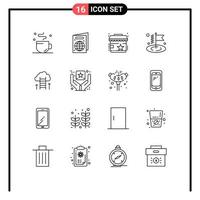 Modern Set of 16 Outlines and symbols such as success career reviews career path flag Editable Vector Design Elements