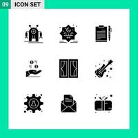 9 Creative Icons Modern Signs and Symbols of money hand document sheet page Editable Vector Design Elements