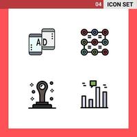 Modern Set of 4 Filledline Flat Colors and symbols such as advertising stamp marketing protection business Editable Vector Design Elements