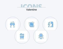 paquete de iconos azul de san valentín 5 diseño de iconos. amar. boda. vidrio. corazón. expediente vector