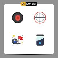 User Interface Pack of 4 Basic Flat Icons of award employee shield military success Editable Vector Design Elements