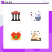 Set of 4 Vector Flat Icons on Grid for user heart design idea massage Editable Vector Design Elements