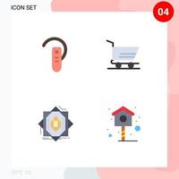 Set of 4 Commercial Flat Icons pack for accessory core headphone order formation Editable Vector Design Elements