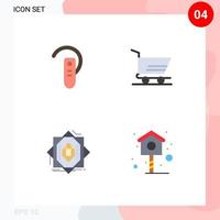 Set of 4 Commercial Flat Icons pack for accessory core headphone order formation Editable Vector Design Elements